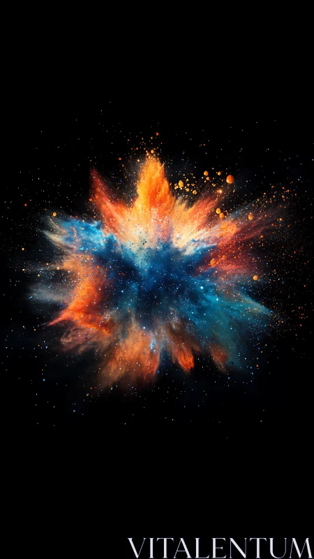 Cosmic powder explosion radiates blue and orange energy