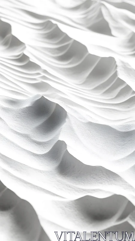 Minimalist 3D relief waves in sculpted monochrome topography.