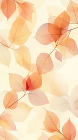 Transparent orange leaves overlap on a soft pale background