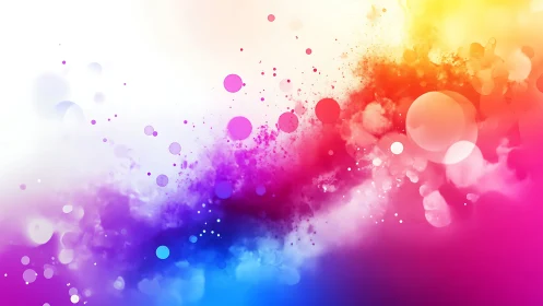 Digital painting of prismatic color clouds with bokeh spheres.