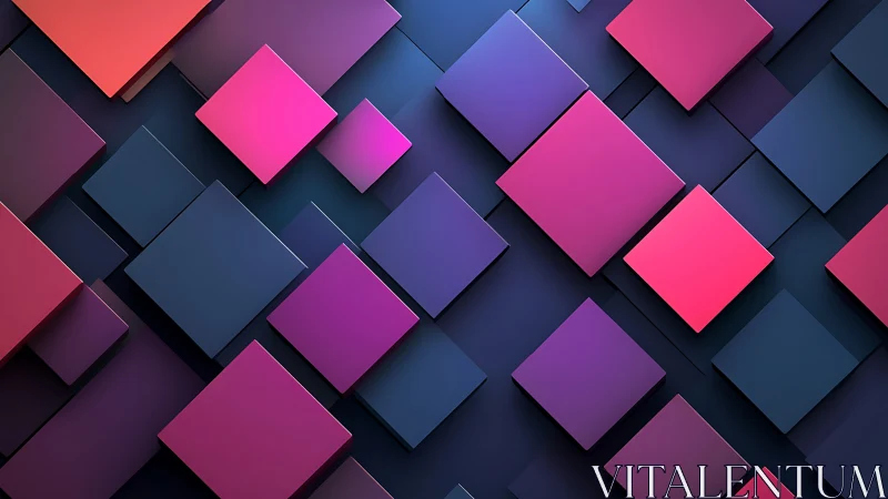 Isometric 3D gradient squares with layered geometric depth