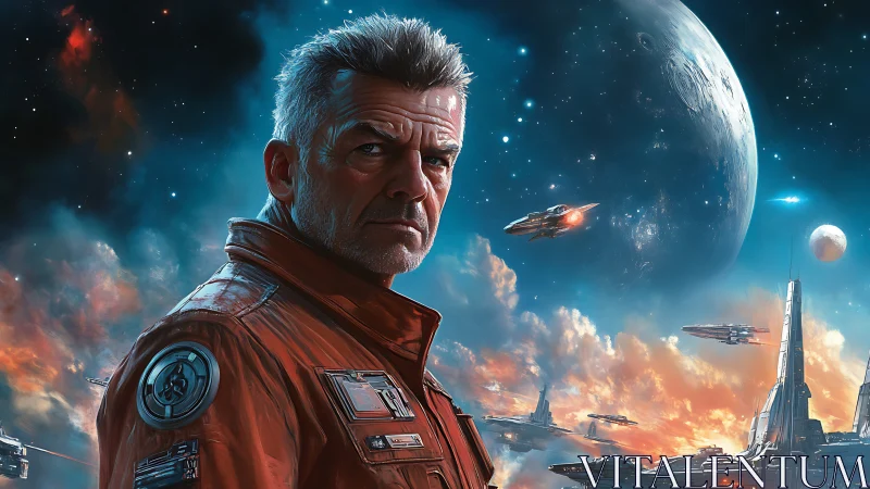 Veteran starship commander against orbital fleet and nebula