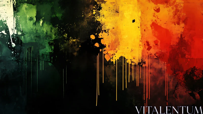 Warm drips of color flowing from deep green to ember red.