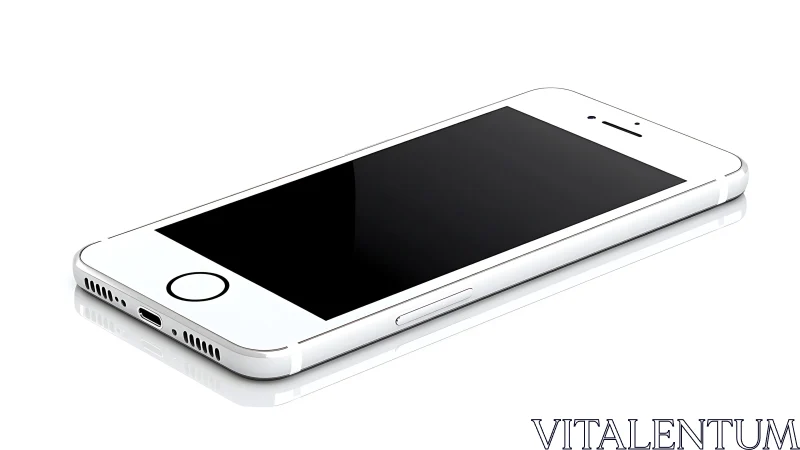White iPhone 5s smartphone with black screen.