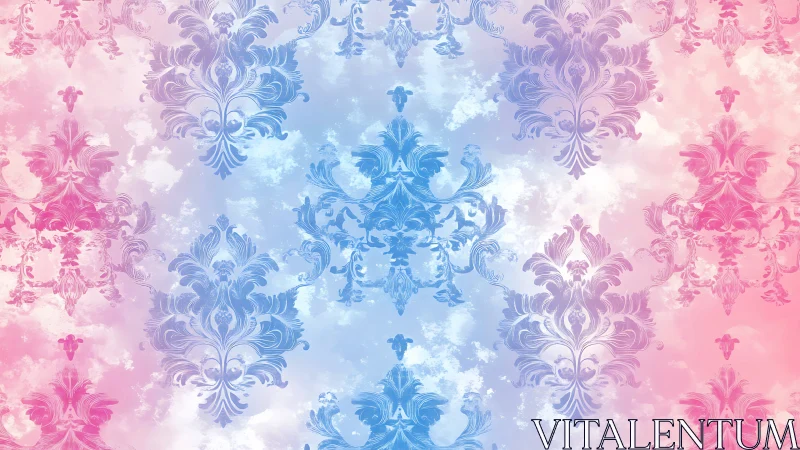 Ornate Damask Meets Dreamy Skies in Pastel Paradise