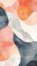 Organic abstract waves in soft geometric color fields digital painting.