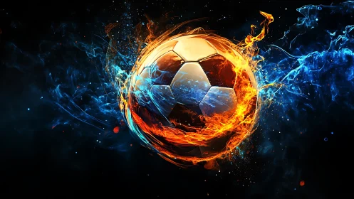 Soccer star blazing through molten fire and frozen waves.