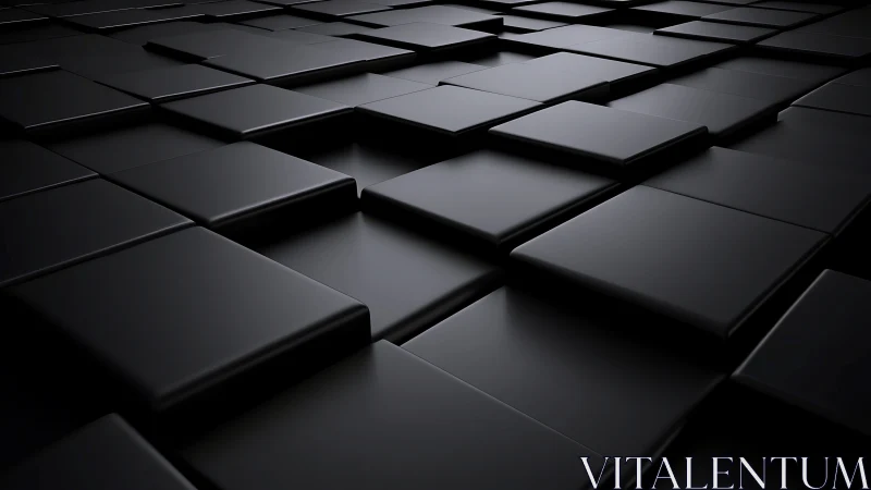 Layered matte black tiles forming sleek geometric surface.