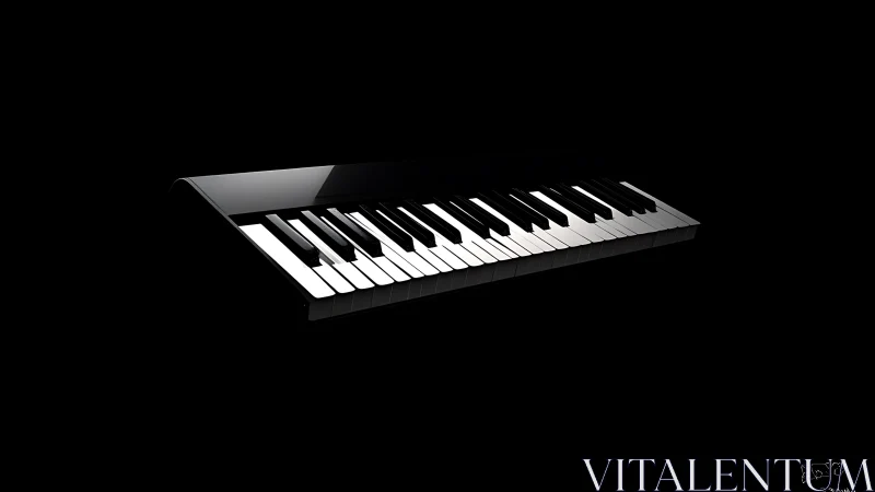 Isolated glossy digital piano keyboard on black background.