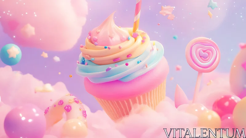 Candy Cloud Dreamscape: Swirled Frosting Fantasy Floating.