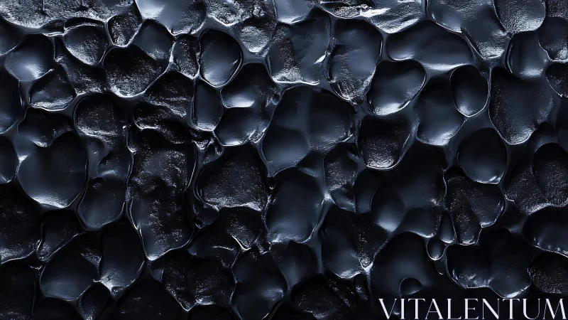 Abstract close-up of glossy black organic texture, modern style.
