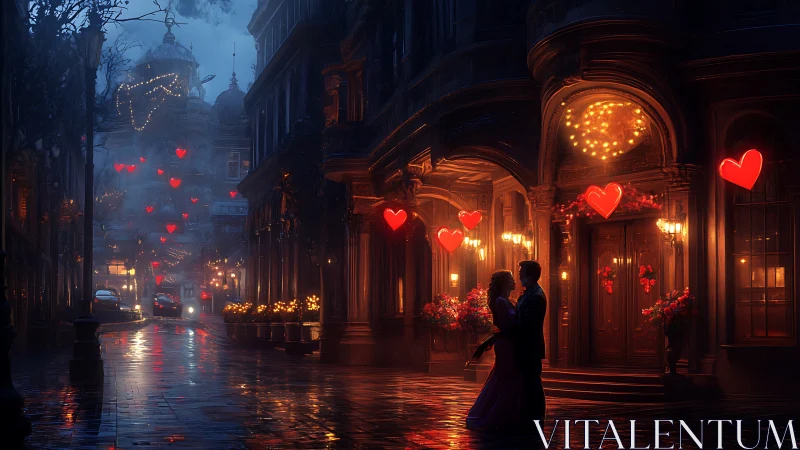 Urban Romance: Neon Hearts in Classical Arcade Nocturne.