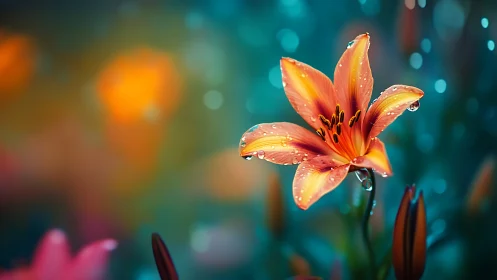 Raindrops on Fire: Nature's Glowing Moment.