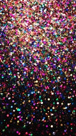 Dense multicolored glitter confetti scattered on dark surface.