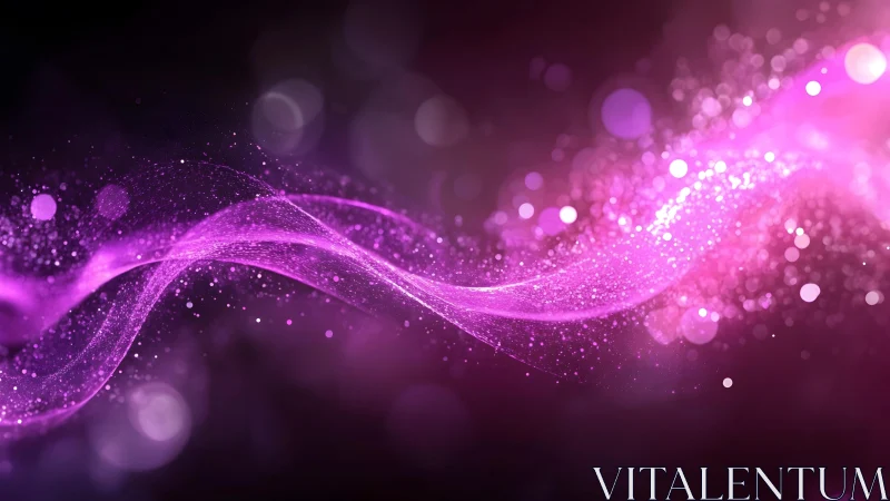Vivid pink energy wave with glowing particles in abstract digital art.