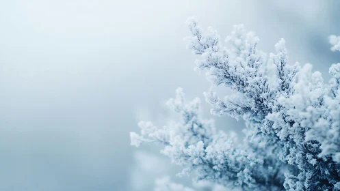 Frost-dusted spruce branches dissolving into winter hush.
