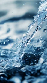 Close-up image isolates upward flowing arc of clear water