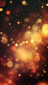 Defocused golden bokeh particles form layered depth against dark field