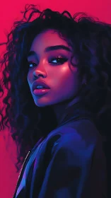 Neon-lit portrait of a confident dreamer in glowing color.