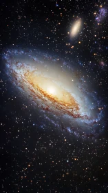 Spiral galaxy and distant galaxies in dense star field.