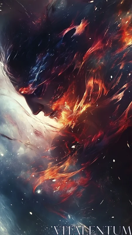 Starlit Ember Spirit Diving Through a Cosmic Tempest.