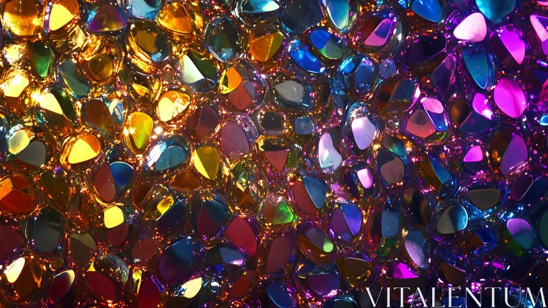 Iridescent prism stones forming dense multicolor mosaic field.