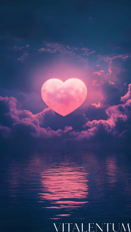 Heart-shaped luminous form suspended in cloud formation.