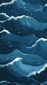 Gentle midnight waves curling into a soothing seascape.