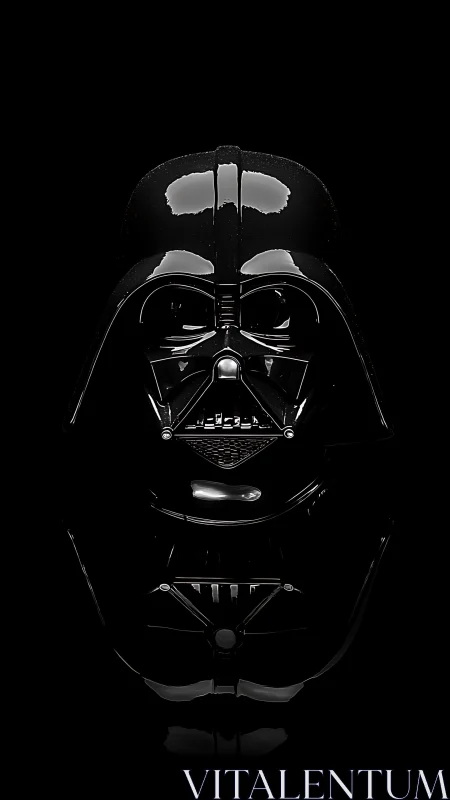 Bold sci fi mask glows gently against a deep dark backdrop