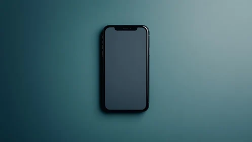 Modern Smartphone Sits Gracefully Against Serene Teal Background