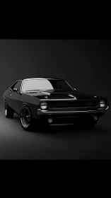 Black classic coupe is rendered on a dark neutral background