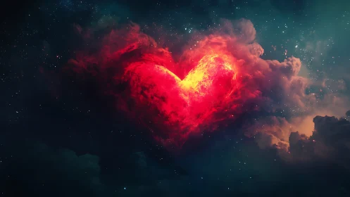 A Cosmic Heart Glowing With Ethereal Light.