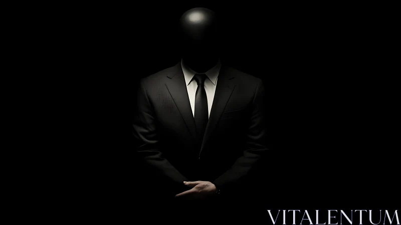 Midnight mannequin in a razor-sharp corporate suit.