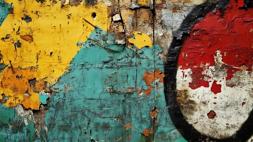 Colorful Abstract Peeling Paint Wall Texture in Urban Art Style.