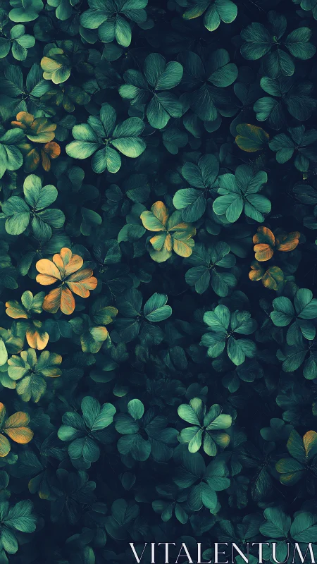 Verdant Garden Dance: Golden Blooms Among Emerald Leaves.