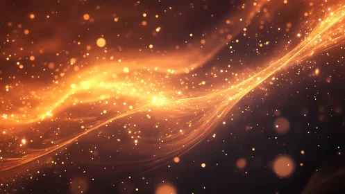 Golden Light Ribbons Dance Through Darkness