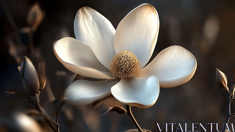 Macro-rendered magnolia bloom with cinematic depth mapping.