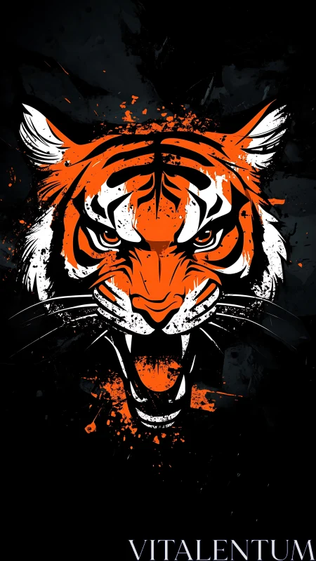 Roaring Tiger Splash in Bold Street Art Style.