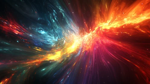 Multicolored cosmic energy streams in abstract space field.