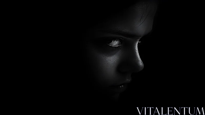 Moonlit child in shadow, carved from nocturne silence.