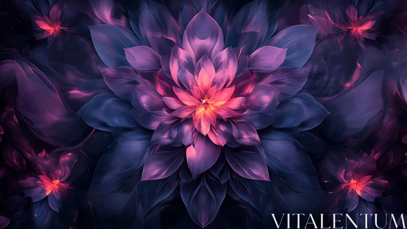 Neon lotus bloom with layered petals in violet gradients.