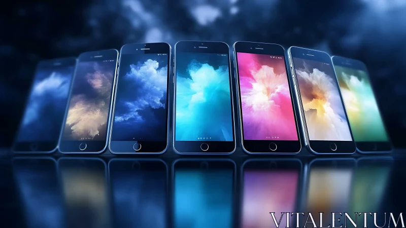Smartphone lineup showcases vivid gradient nebula displays.