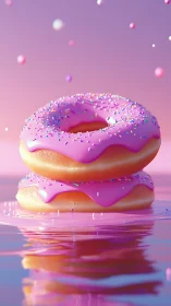 Stacked Donuts with Magenta Glaze: 3D Rendered Confectionery.
