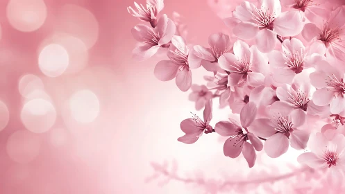 Pink blossoms with bokeh background and soft depth of field effects.