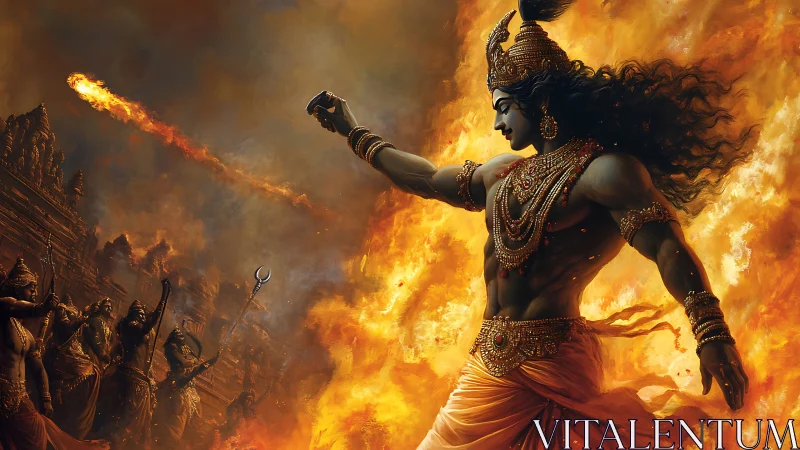 Fire crowned warrior commands a comet across the battlefield