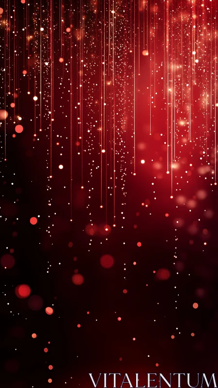 Crimson stardust strings cascading through velvet night.