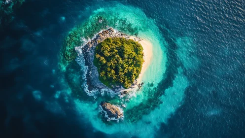 Tropical Island Atoll: Aerial Seascape Composition.