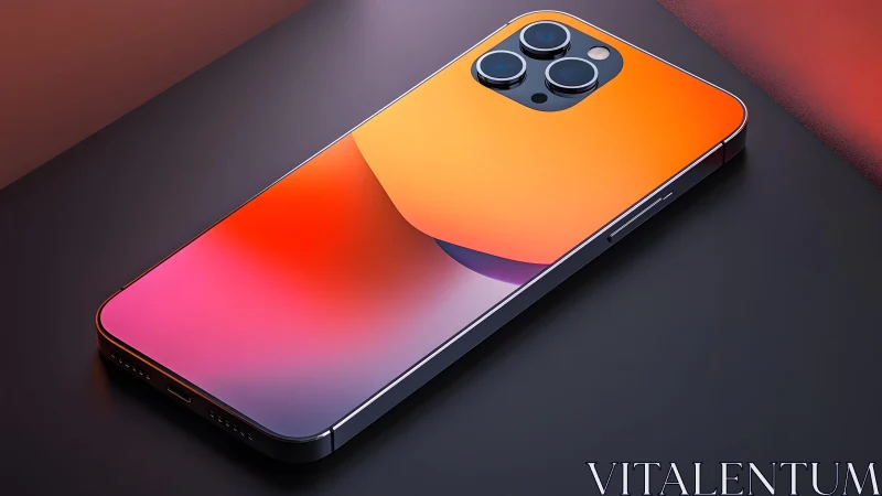 Sleek modern smartphone with vibrant orange gradient finish, digital art.