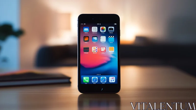 iPhone displaying iOS home screen with vibrant gradient wallpaper.