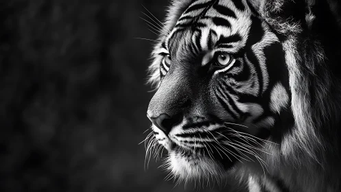 Quiet strength glows in this black and white tiger portrait